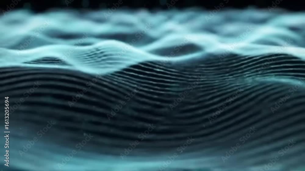 Aufkleber abstract teal and black waves ripple across a dark surface, creating a dynamic, textured pattern.