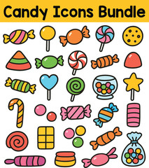 Set of Colorful Candy icons. Doodle style icon vector bundle.eps