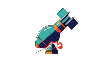 Abstract, minimalist illustration of a nuclear bomb, dynamic composition, clean lines, vibrant color palette. atomic bomb, explosion, weapon, war, dynamic, clean lines, vibrant colors, modern art


