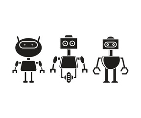 cartoon robot character icons set