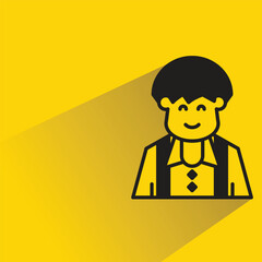 boy student avatar with shadow on yellow background
