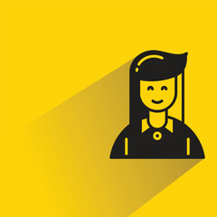 woman avatar with shadow on yellow background