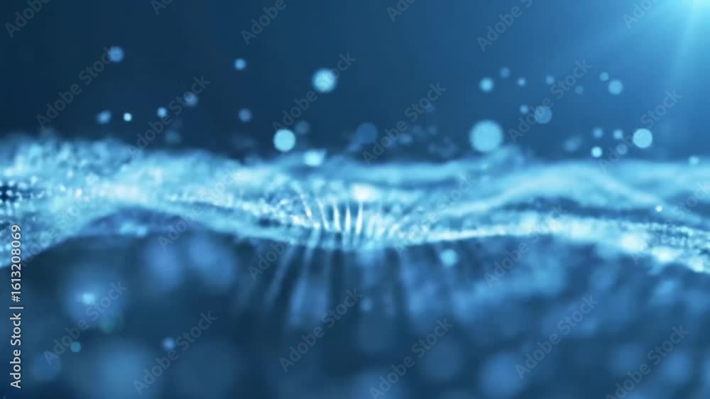 Aufkleber abstract digital representation of a flowing, textured surface with light particles.