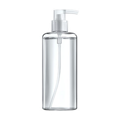 Clear Gel Bottle with Dispenser Pump Mockup for Healthcare Hygiene Product on transparent background