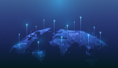 digital internet network speed technology on blue background. 5g wifi digital communication global wallpaper. vector illustration fantastic technology.