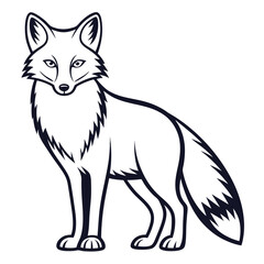 Obraz premium Stylized black and white fox illustration standing alert animal wildlife
