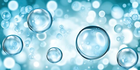 Abstract image of many light blue bubbles