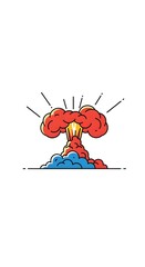 Abstract, minimalist illustration of a nuclear bomb, dynamic composition, clean lines, vibrant color palette. atomic bomb, explosion, weapon, war, dynamic, clean lines, vibrant colors, modern art

