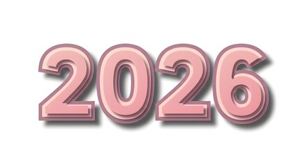 The year 2026 in stylized 3D numbers with a white outline and shadow on a gentle pastel gradient background.