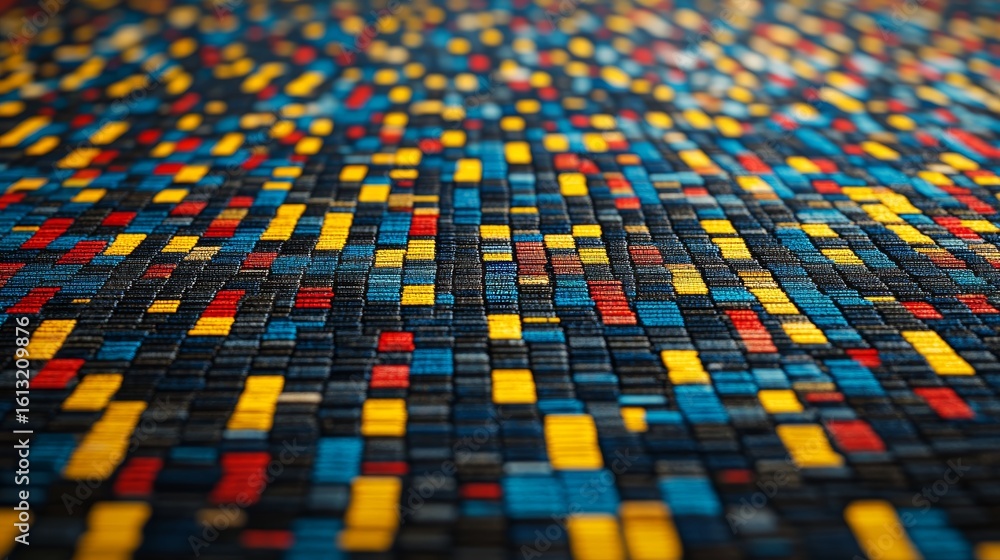Poster Vibrant and Colorful Abstract Computer Display Featuring Dense Multicolored Elements and Patterns