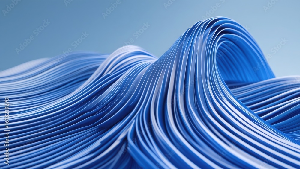 Aufkleber abstract blue flowing waves with textured lines and soft gradient background