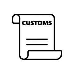 Customs document icon in flat design style with simple lines  