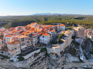 Corsica. Bonifacio, France. Boats and yachts. View from above. Drone view of Corsica. Sea. Ocean....