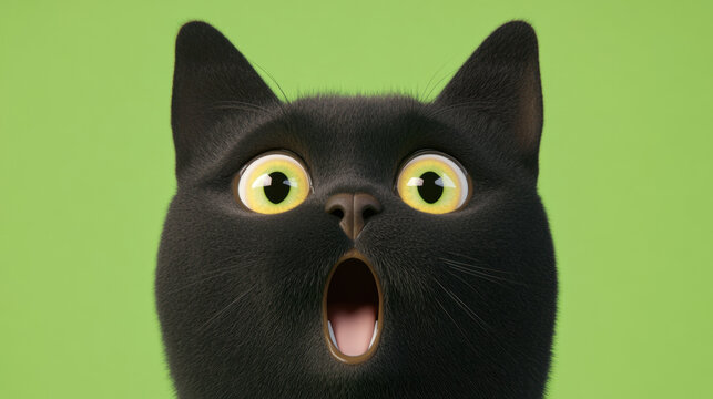 scream, A cartoon cat expressing shock with wide eyes in a 3D design, perfect for entertainment or humorous content.