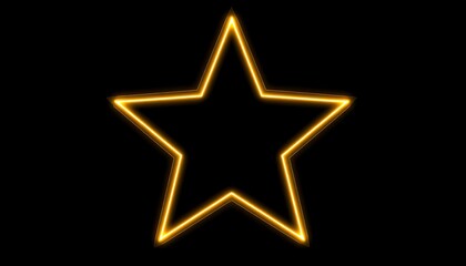 Glowing yellow neon star on a black background.