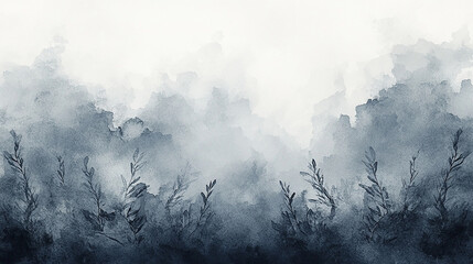 Fototapeta premium Abstract Watercolor Blue Sky Landscape.Abstract Watercolor Background with Foggy Atmosphere