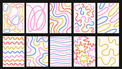 Sea ripples funky groovy water waves vertical background. Blue wallpaper with wavy lines and thin stripes, liquid fluid shaped in flat style