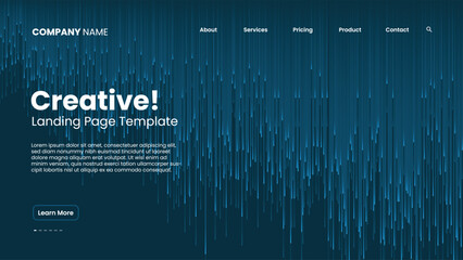 Modern landing page background featuring vertical blue glowing lines over a dark tech theme perfect for websites presentations and digital banners with a futuristic design.