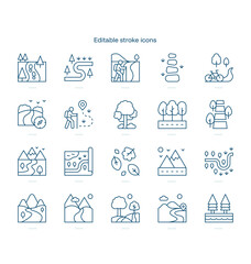 Nature Pathway stroke icon. Nature Pathway line icon set. editable stroke icon pack