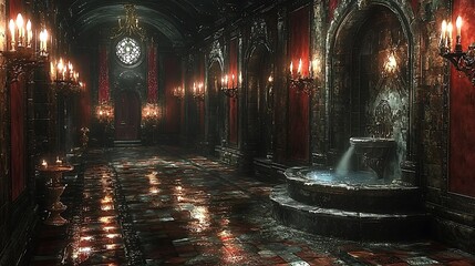 Obraz premium Gothic hall drips with candlelit opulence