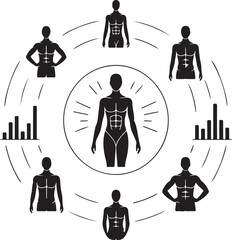 Physique Transformation and Anatomy Icons – Outline Set for Fitness, Weight, and ProgressPhysique Transformation and Anatomy Icons – Outline Set for Fitness, Weight, and Progress