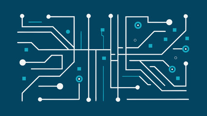 Minimal Circuit Blueprint with White Lines and Digital Style