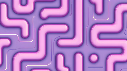 Abstract pattern of interconnected, rounded shapes in soft pink and purple.  Interlocking, 3D forms create a maze-like visual