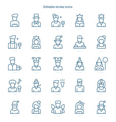 Party Avatars stroke icon. Party Avatars line icon set. editable stroke icon pack