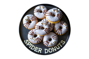 Top View of a Black Plate with Spider Face Donuts (2)