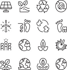Sustainability and ESG Icon Set – Linear Symbols for Green Energy and Environmental CareSustainability and ESG Icon Set – Linear Symbols for Green Energy and Environmental Care