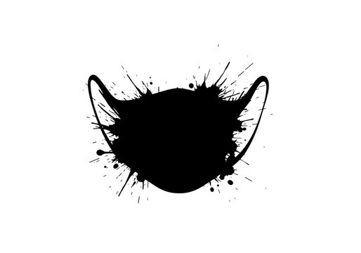 Ink splash design of a medical mask for health and safety themes
