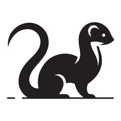 Minimal Black Weasel Silhouette Vector
