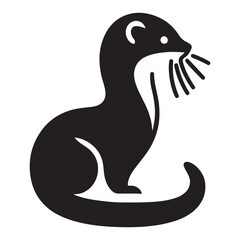 Minimal Black Weasel Silhouette Vector