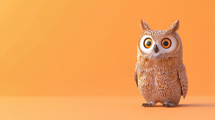scream, A cartoon owl with wide eyes and a screaming expression in a vibrant 3D illustration style.