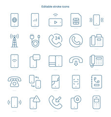 Phone stroke icon. Phone line icon set. editable stroke icon pack
