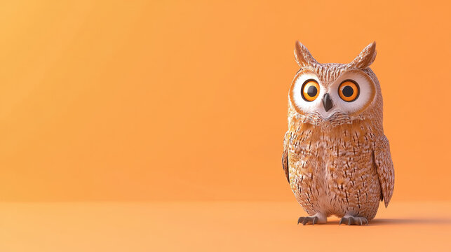 scream, A cartoon owl with wide eyes and a screaming expression in a vibrant 3D illustration style.