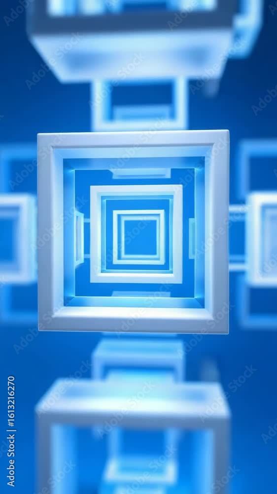Aufkleber a blue and white image of cubes with a blue background. the cubes are arranged in a way that creates