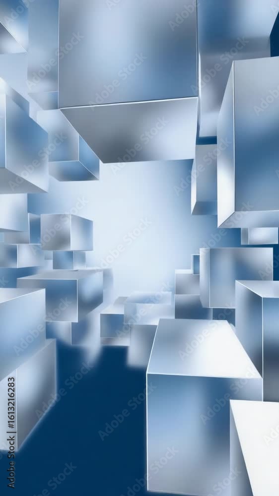 Aufkleber a blue and white image of cubes with a blue background. the cubes are arranged in a way that creates