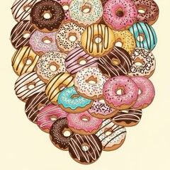 Delicious donuts assortment with colorful toppings perfect for sweet treat cravings and joyful indulgence moments