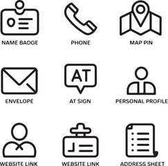 Business Card Essentials Icon Set – Minimal Line Style for Professional ProfilesBusiness Card Essentials Icon Set – Minimal Line Style for Professional Profiles