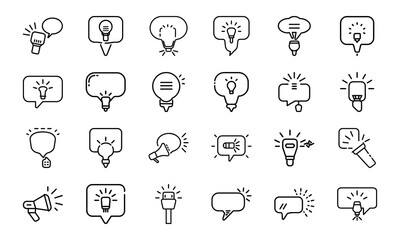  Collection of Glowing Digital Marketing, Communication, and Business Icons