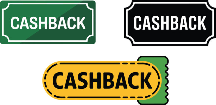 A green rectangular sign with white border displaying the word cashback in white letters centered