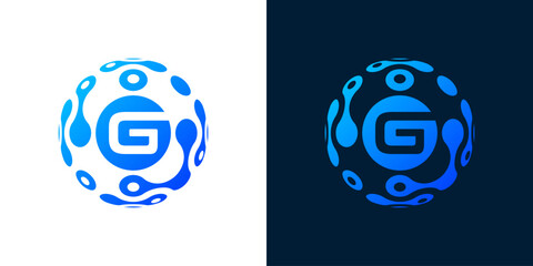 letter g logo design with globe technology, for technology, monogram, data and computers