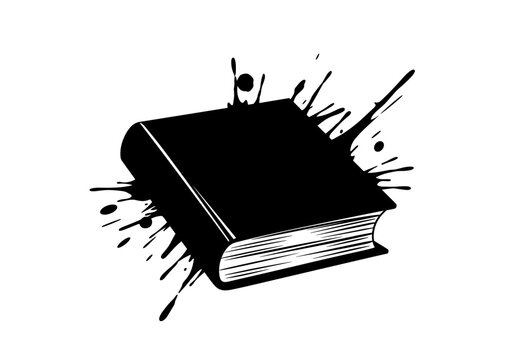 Book silhouette with paint splashes