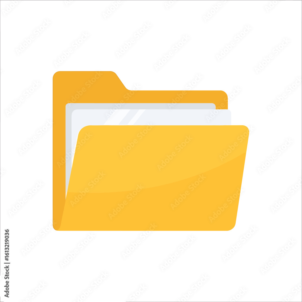 Aufkleber a yellow folder icon with a document inside, representing digital organization and storage.