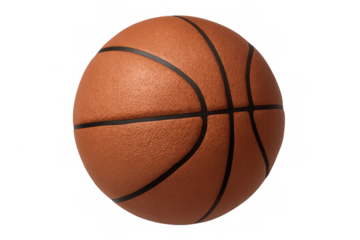 Orange basketball spinning, isolated on transparent background, ideal for athletic design and sports-related graphics
