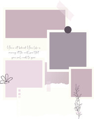 Modern aesthetic pastel purple mood board for travel and picture frame