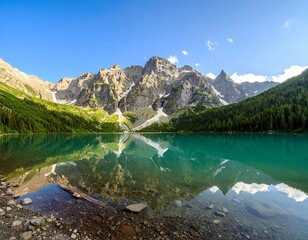 Mountain lake reflecting a vibrant sky