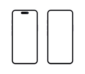 Realistic vector illustration of a modern phone. Smartphone mockup screen for UI design, isolated on a transparent background.