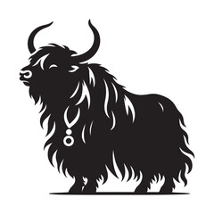 Minimal Black Yak Silhouette Vector